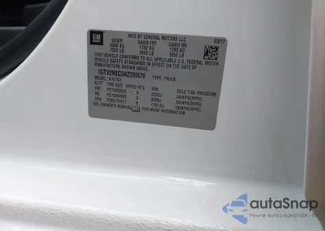 2017 GMC Sierra 1500 Slt из США, поврежденный, VIN 1GTV2NEC8HZ280676